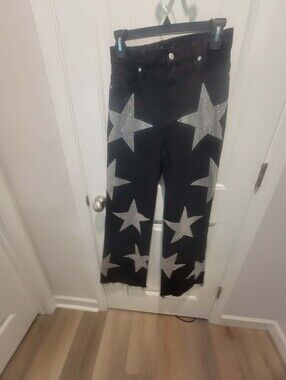 Vibrant "Stars Born Wide" Junior's Sz 5 Black Wide Leg Denim Jeans